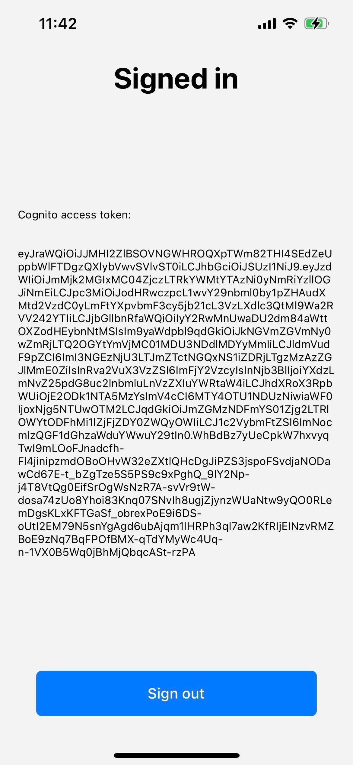 Cognito access token (iOS)